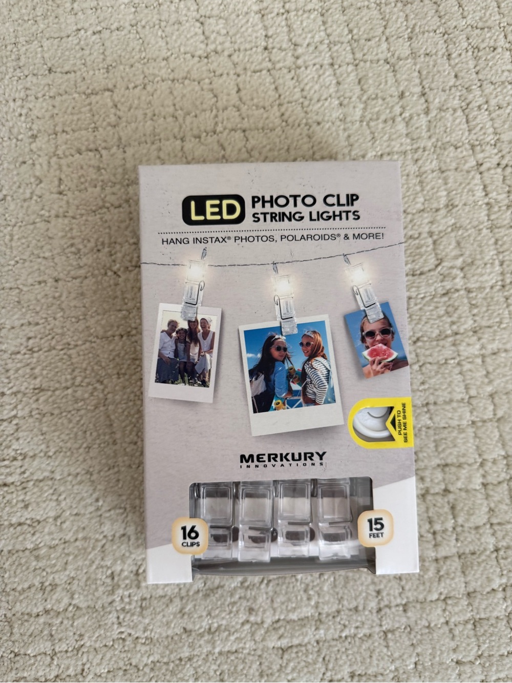 Merkury Innovations Clear LED Photo Clip String Lights – Warm White, 15 ft